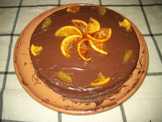 {Tarta de naranja y chocolate}